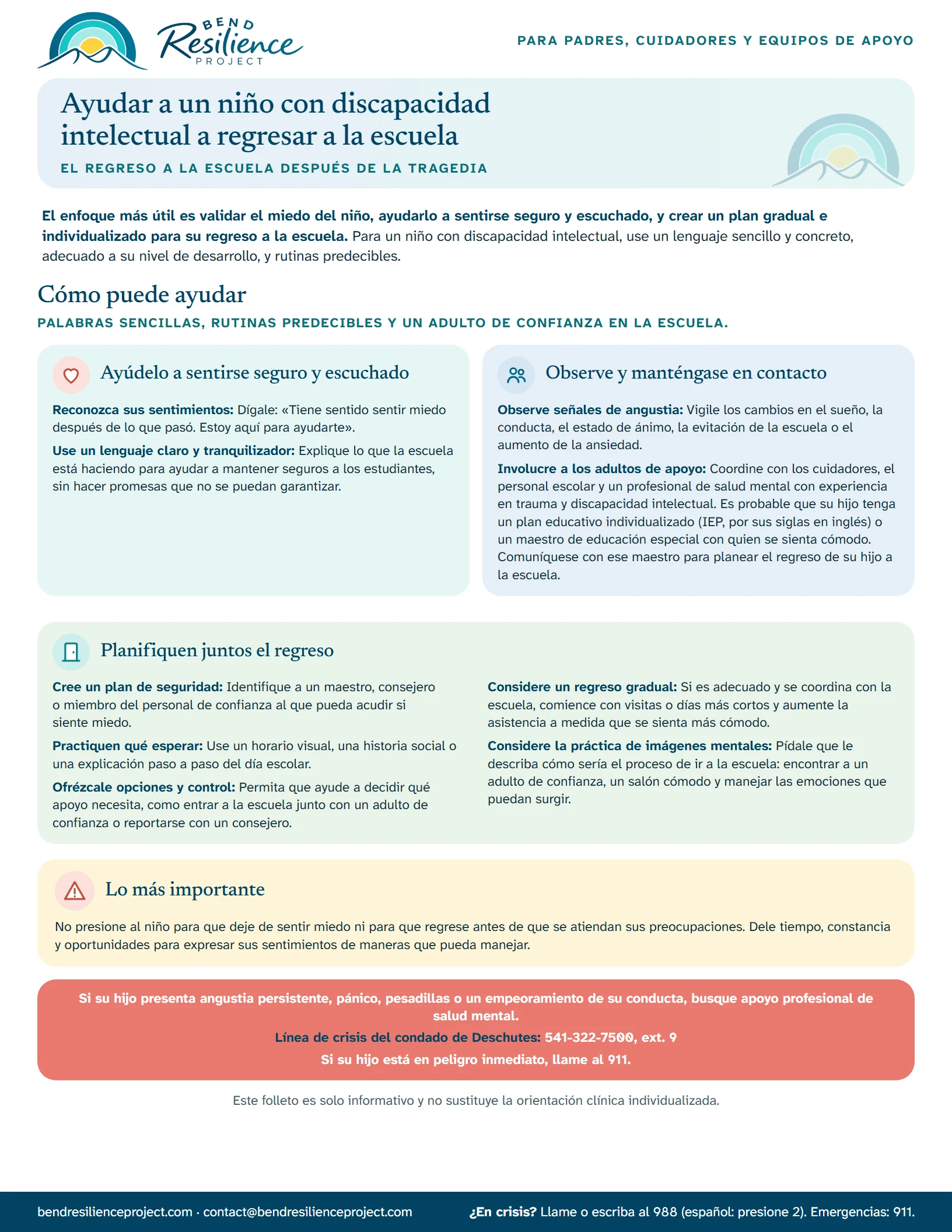 Las páginas de “Ayudar a un niño con discapacidad intelectual a regresar a la escuela”. Descargue el PDF para imprimirlo o leerlo como texto.