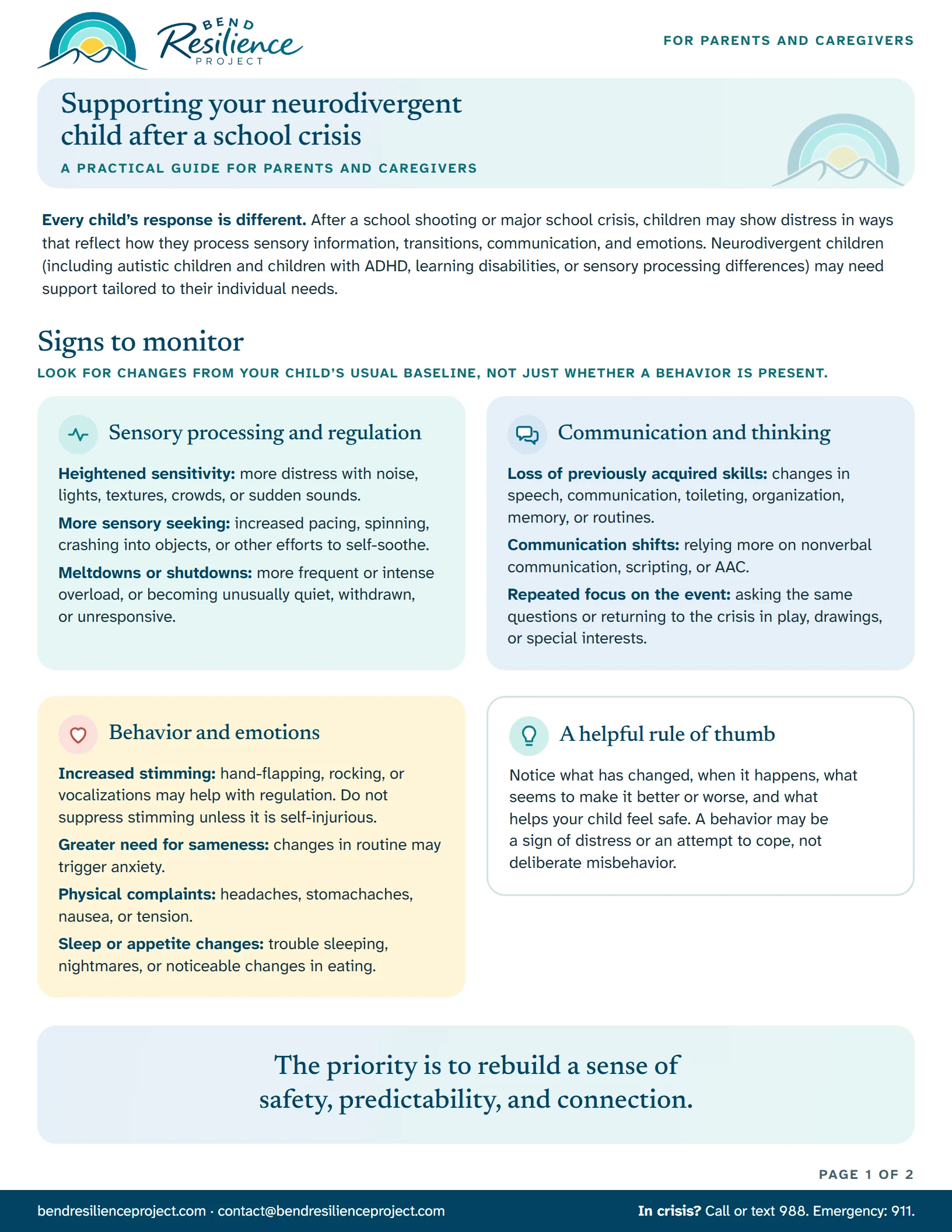 The pages of Supporting your neurodivergent child after a school crisis. Download the PDF to print it or read it as text.